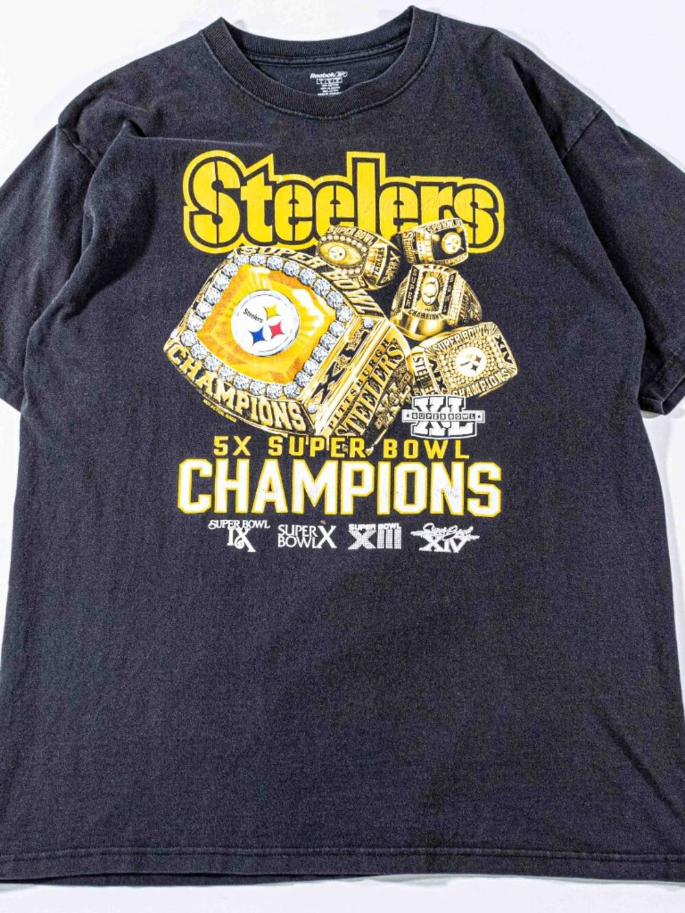 Vintage Pittsburgh Steelers 5x Super Bowl Champions T Shirt Large Faded Y2K Tee